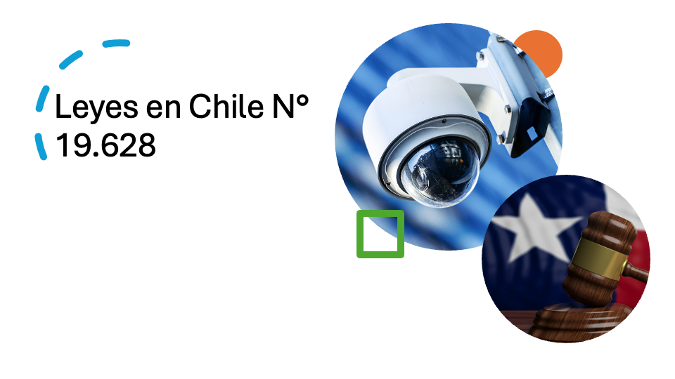 Una cámara de seguridad y un símbolo de ley